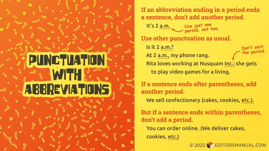 Punctuation with Abbreviations The Editor’s Manual