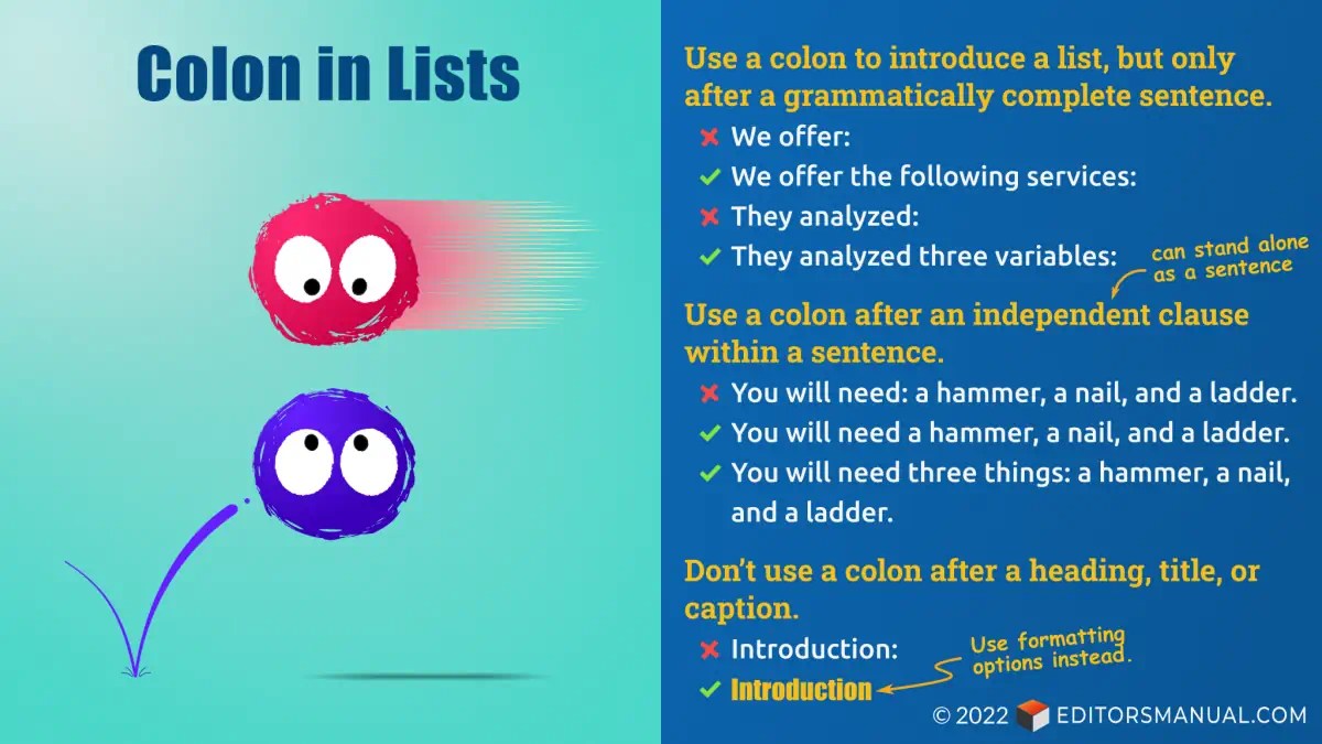 When to Use a Colon to Start a List The Editor’s Manual