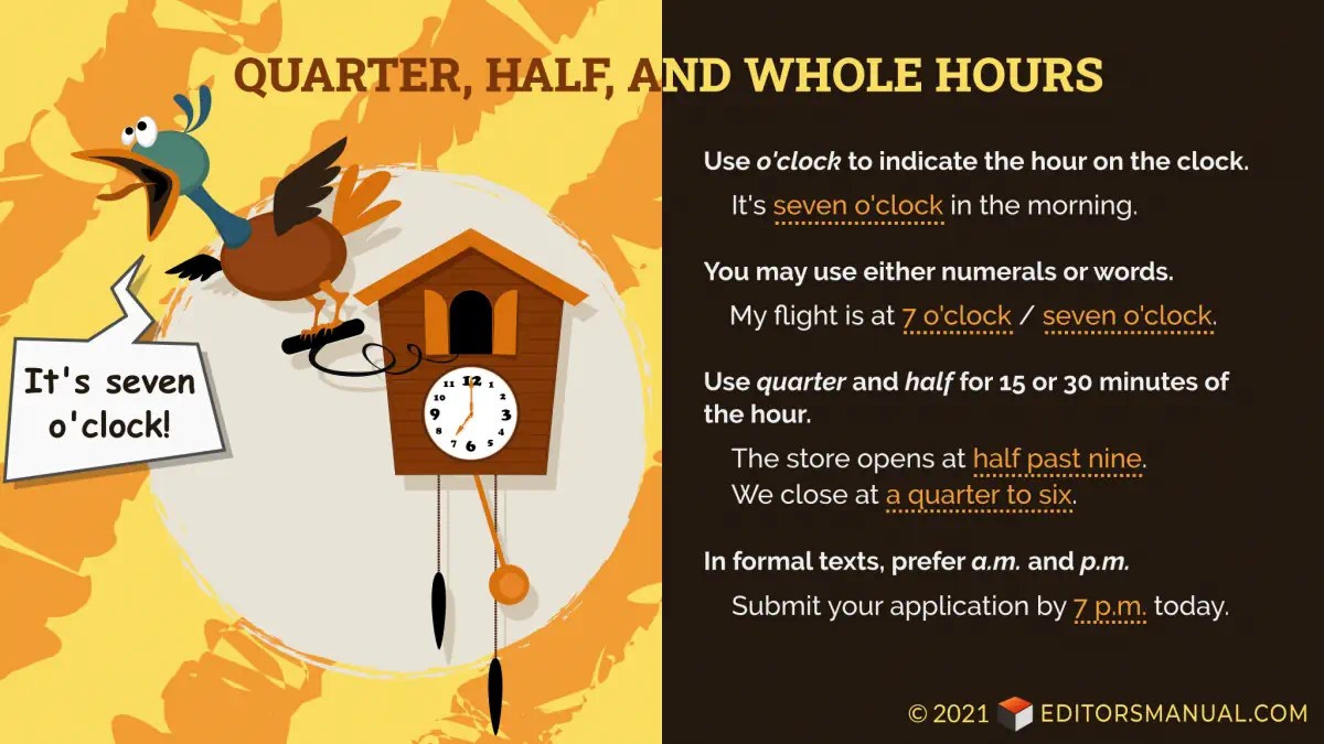 O’Clock How to Write Whole, Quarter, and Half Hours The Editor’s Manual