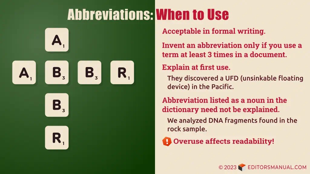 When to Use Abbreviations in Formal Writing The Editor’s Manual