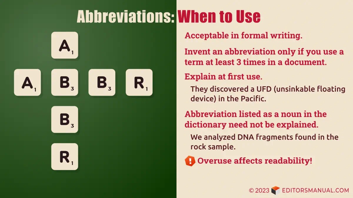 When to Use Abbreviations in Formal Writing The Editor’s Manual