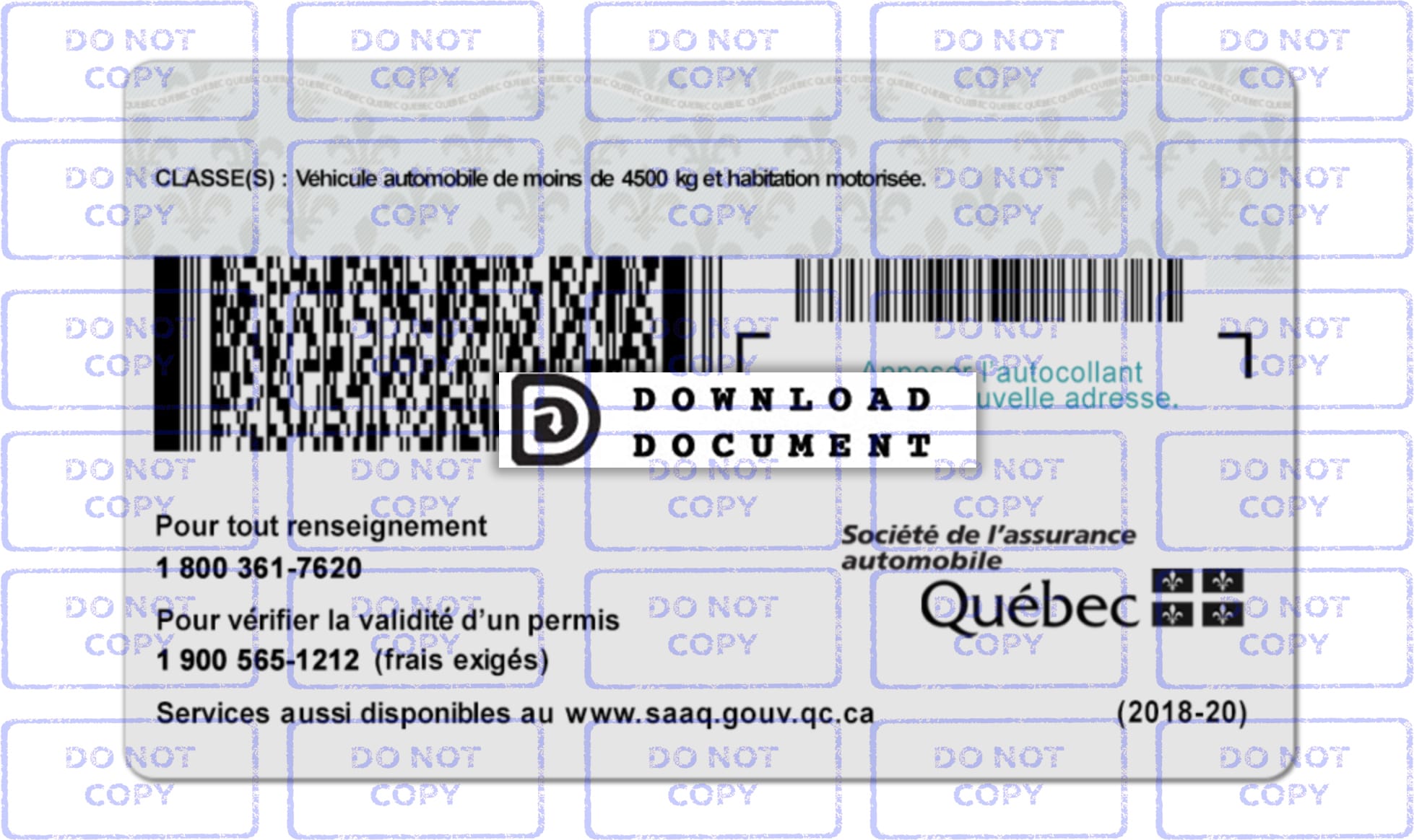 Best Quebec Driver License Template PSD EDIT SSC