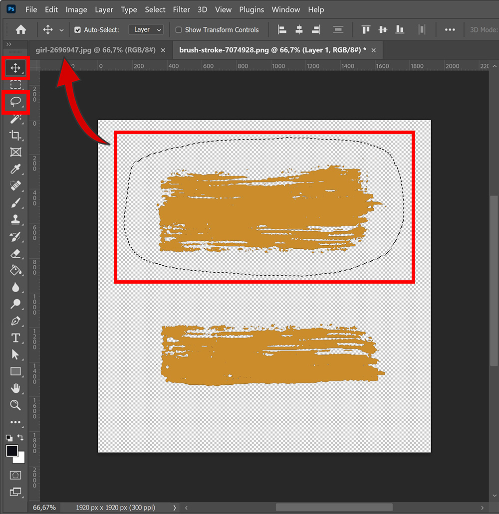 Photo in brush stroke effect in Edit with Kim