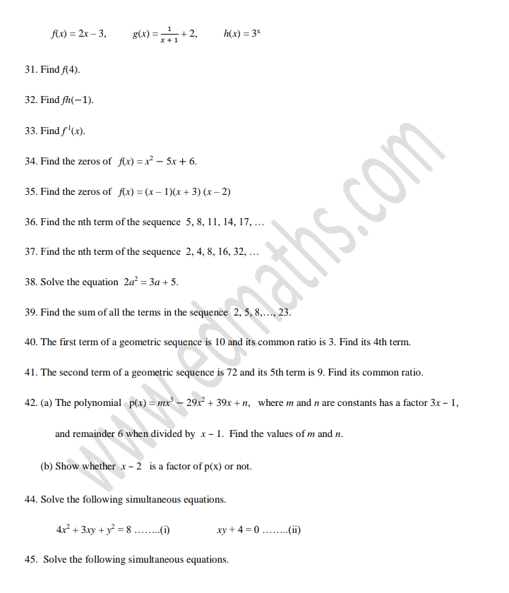 SS1 (YEAR 10) FURTHER MATHS TUTORIAL QUESTIONS 2 EdMaths