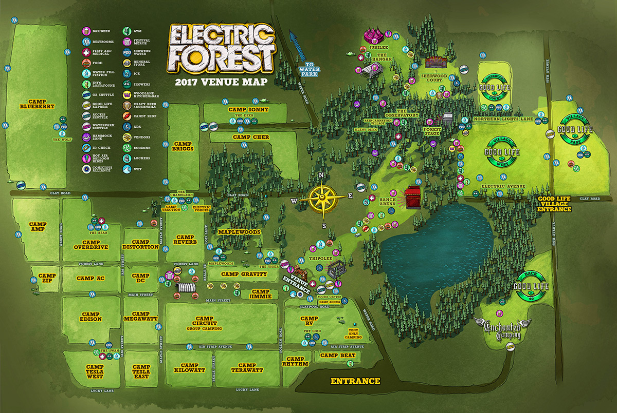 Electric Forest 2017 Overhead Map EDM Identity