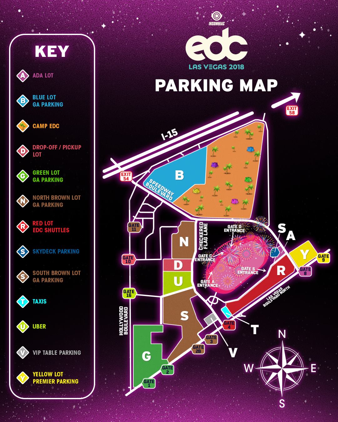 Las Vegas Convention Center Parking Map EDC Las Vegas 2018 Parking Map EDM Identity
