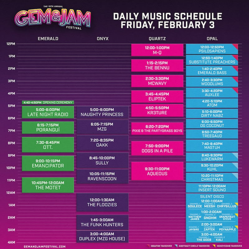 Gem & Jam 2023 Set Times and Essential Information EDM Identity
