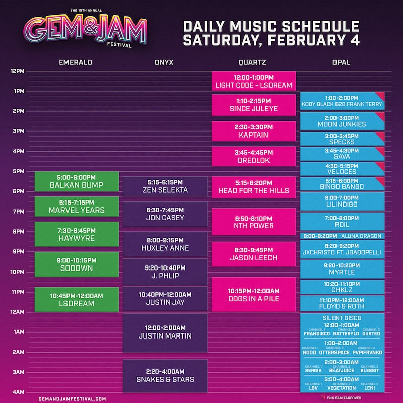Gem & Jam 2023 Set Times and Essential Information EDM Identity