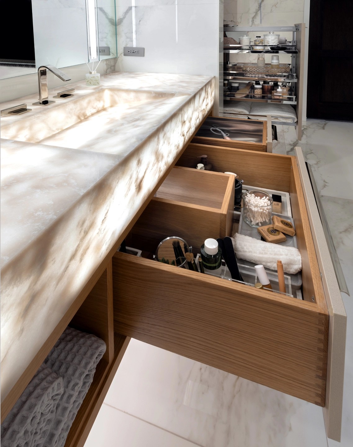 Marbled Master Bath Masterpiece Edmond Kitchen & Bath LLC