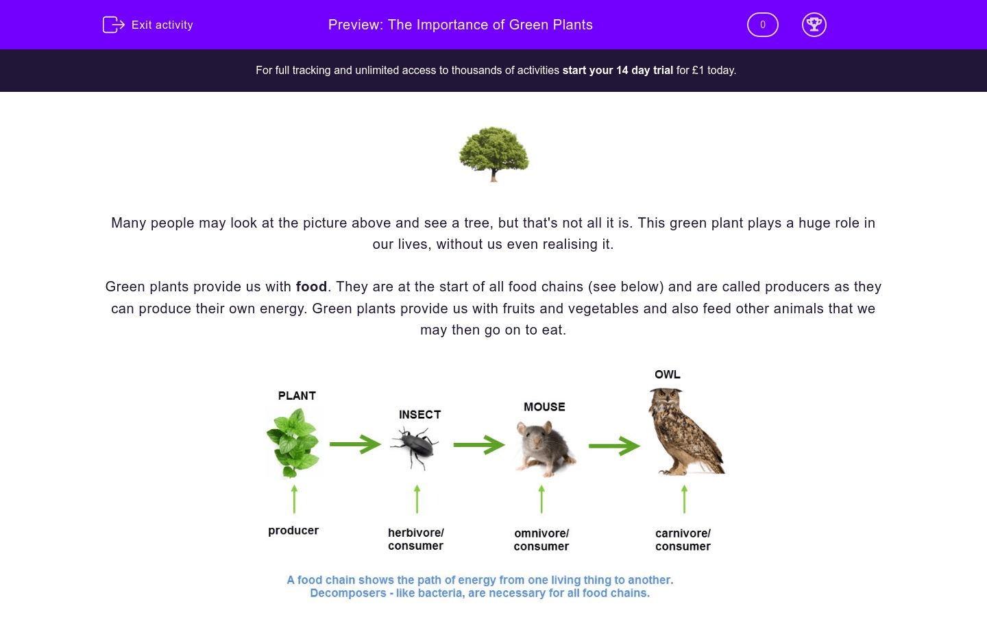 The Importance of Green Plants Worksheet EdPlace