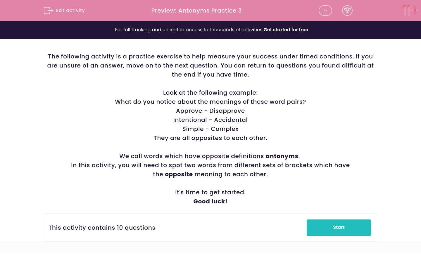 Antonyms Practice 3 Worksheet EdPlace