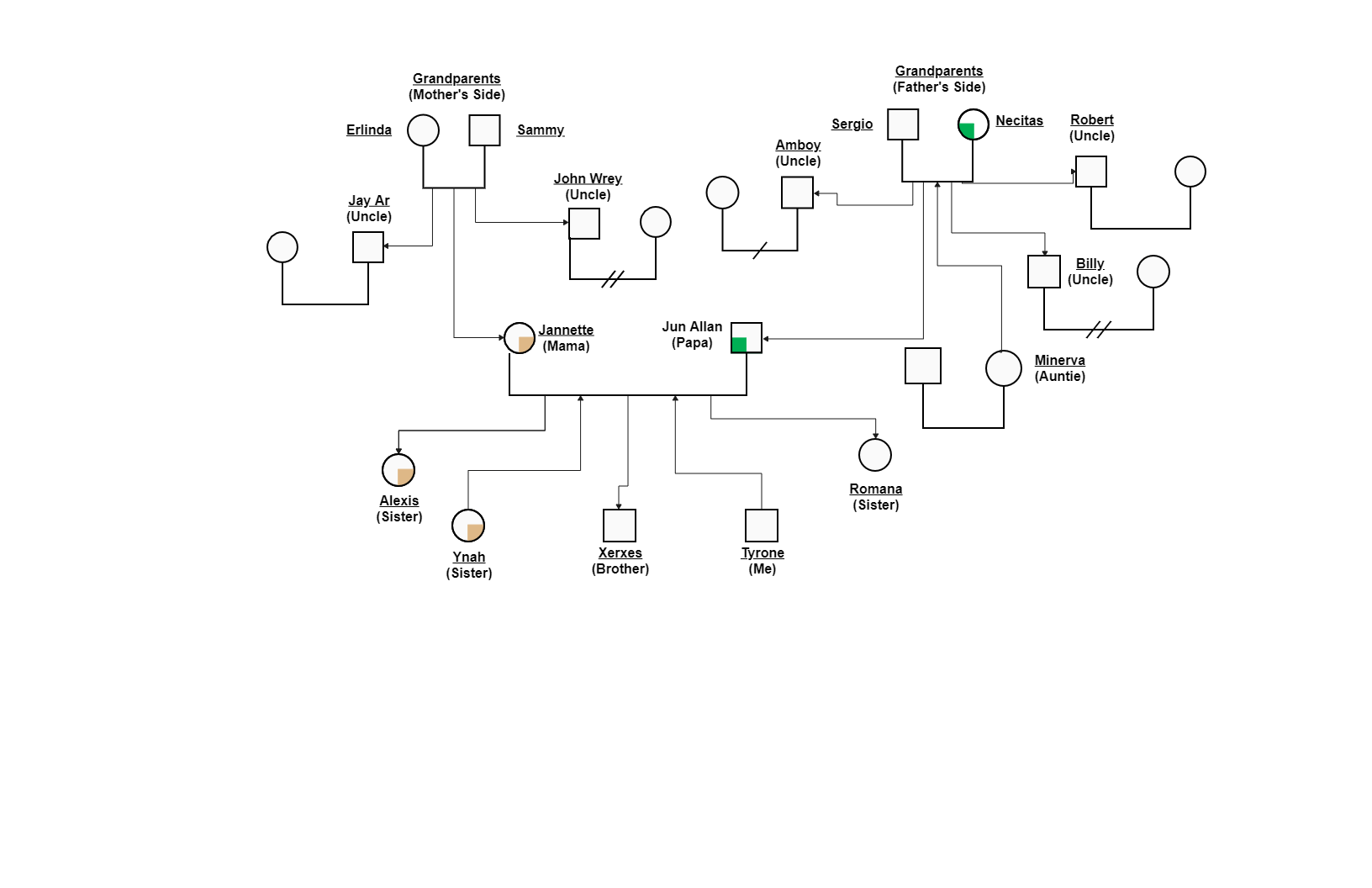 Graphic of Stephen personal family tree with mother and father sides EdrawMax EdrawMax Templates
