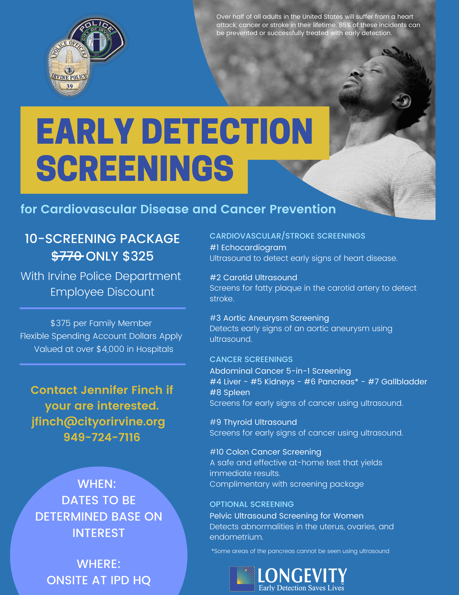 Early Detection Screenings Irvine PD Longevity