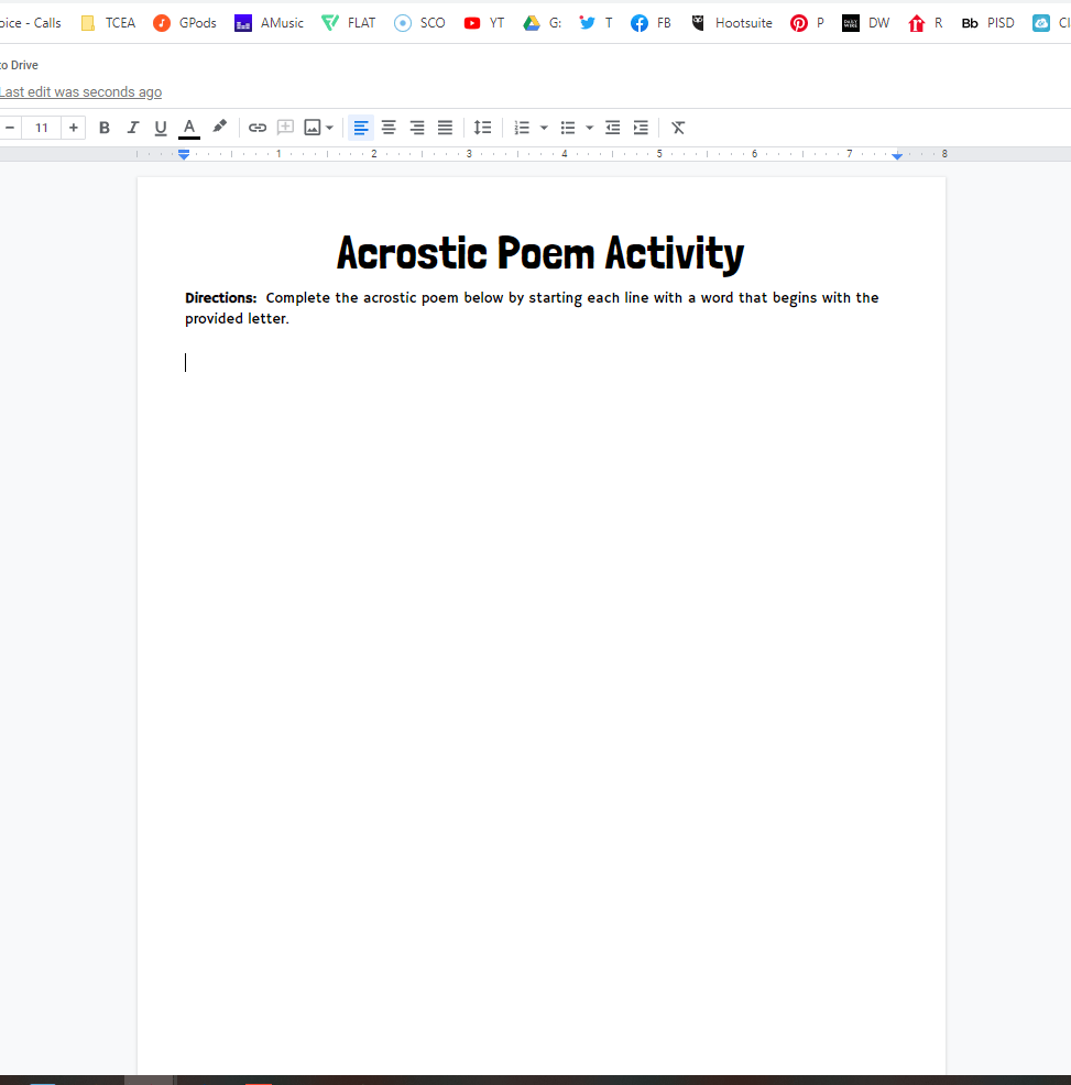 Easy Google Docs Acrostic Poem