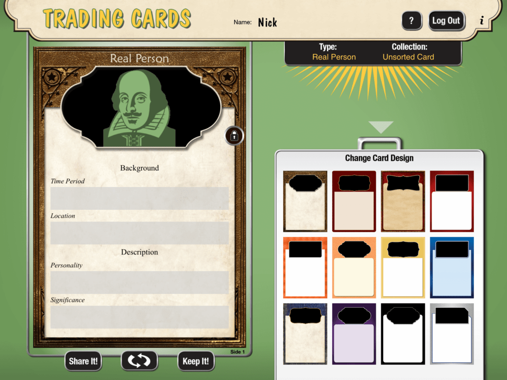 Trading Card Creator Increase Engagement & Demonstrate Understanding