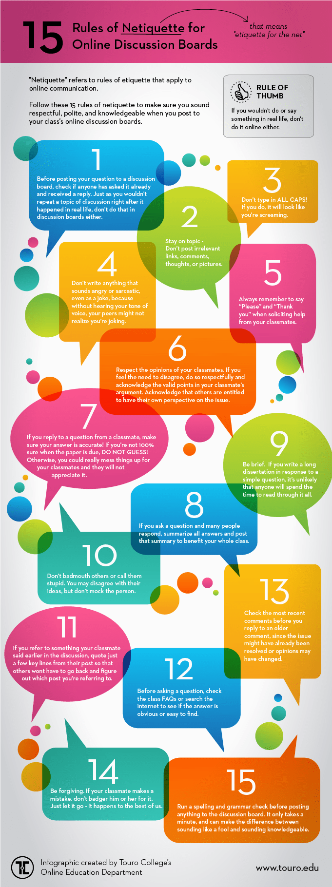 [Infographic] 15 Rules of Netiquette for Online Discussion