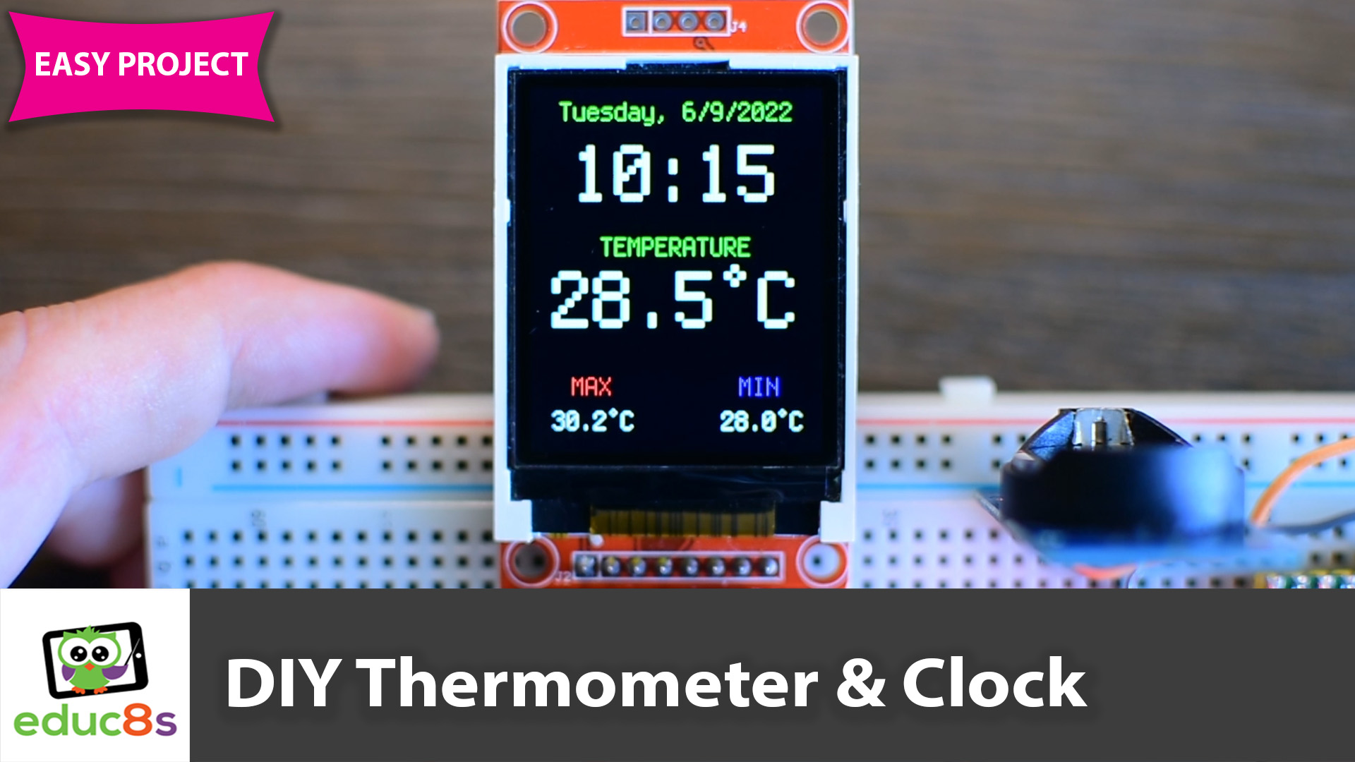 Raspberry Pi Pico Thermometer & Clock educ8s.tv Watch Learn Build