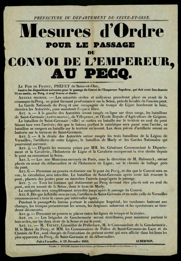 Le passage des cendres de Napoléon au Pecq