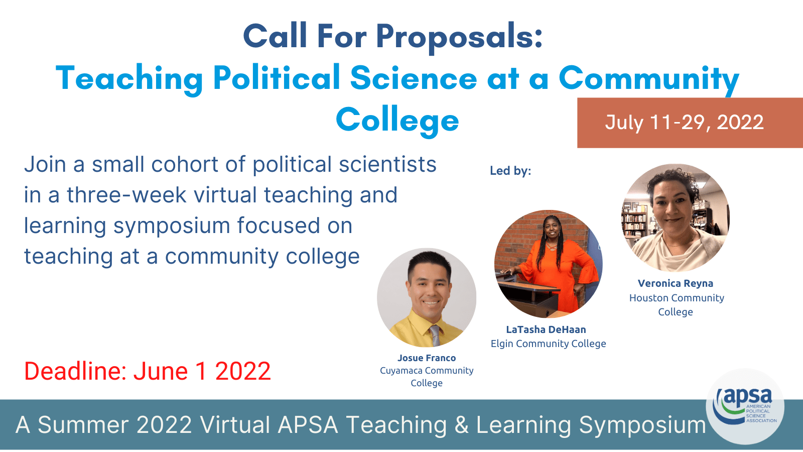 Call For Proposals: Teaching Political Science At A Community College - Apsa