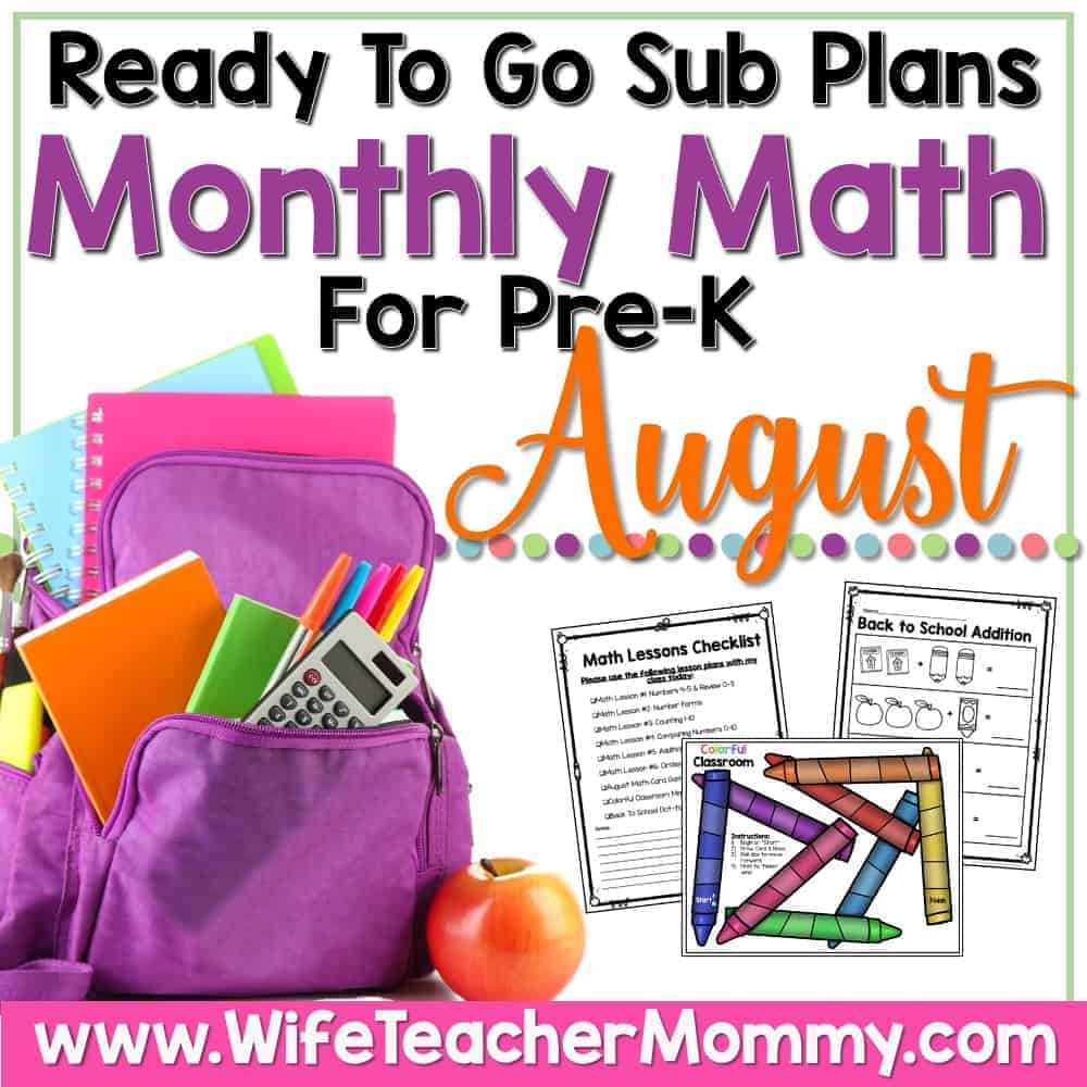 Pre-K Math Lesson Plans for August- Teacher Approved!