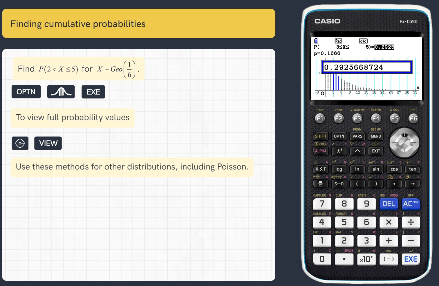 Quick Skill Geometric and Poisson Distributions Probabilities