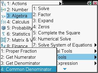 Solution 34232: Finding Common Denominators on the TI-Nspire™ CAS Family.