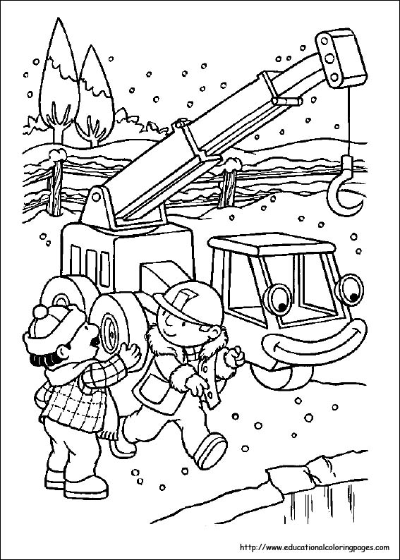 Bob the Builder with a wheelbarrow Coloring Page