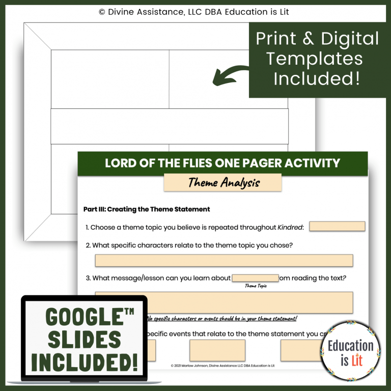 Lord of the Flies Lesson Plans One Pager Bundle Education is Lit