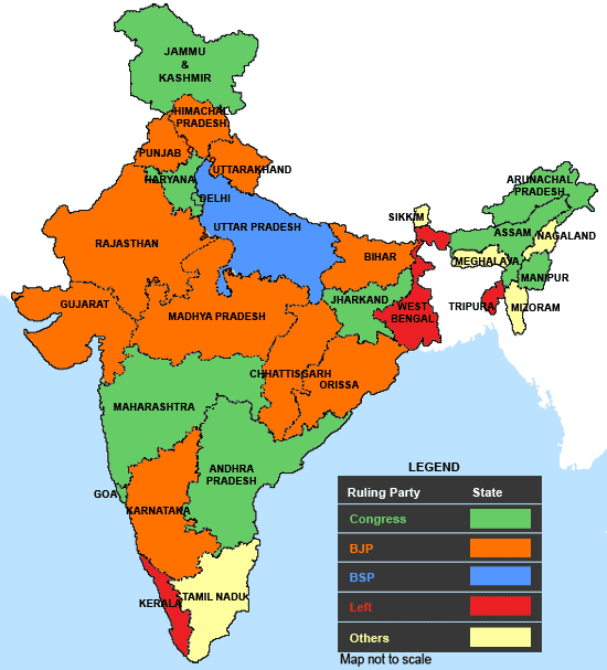 Political Map Of India 1980 General knowledge about important States and Union Territories of india