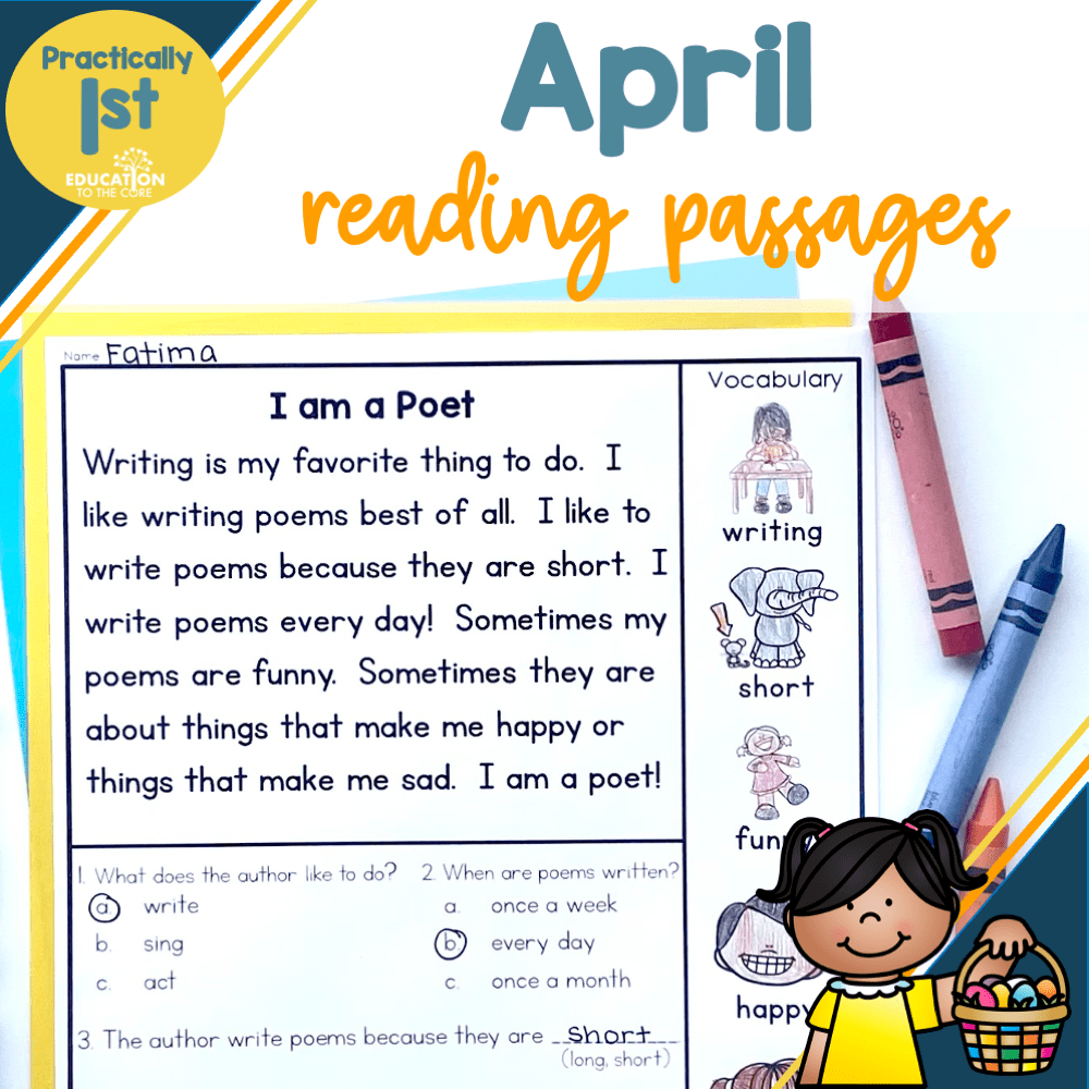 "Practically 1st Grade" Passages for April | Education to the Core