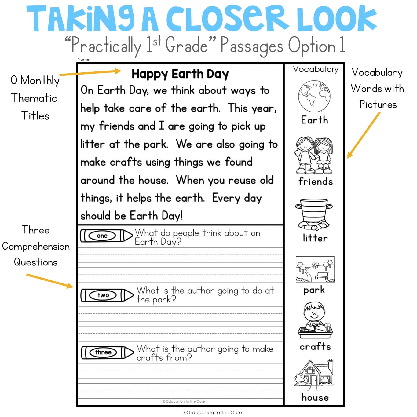 "Practically 1st Grade" Passages for April | Education to the Core