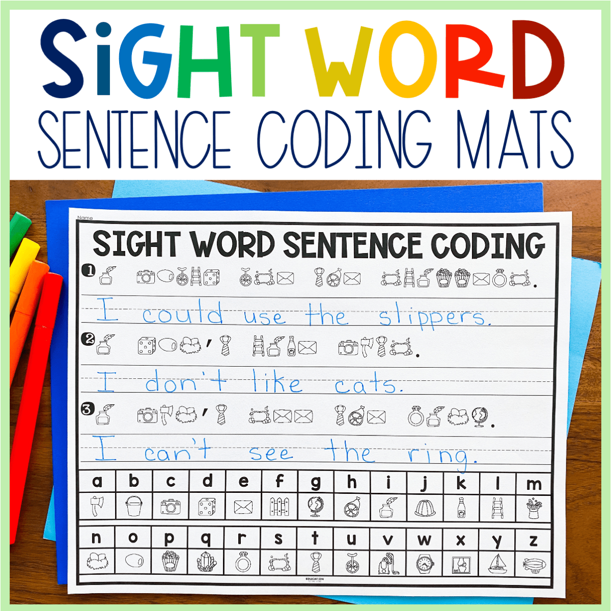 Sight Word Sentence Mats Education to the Core