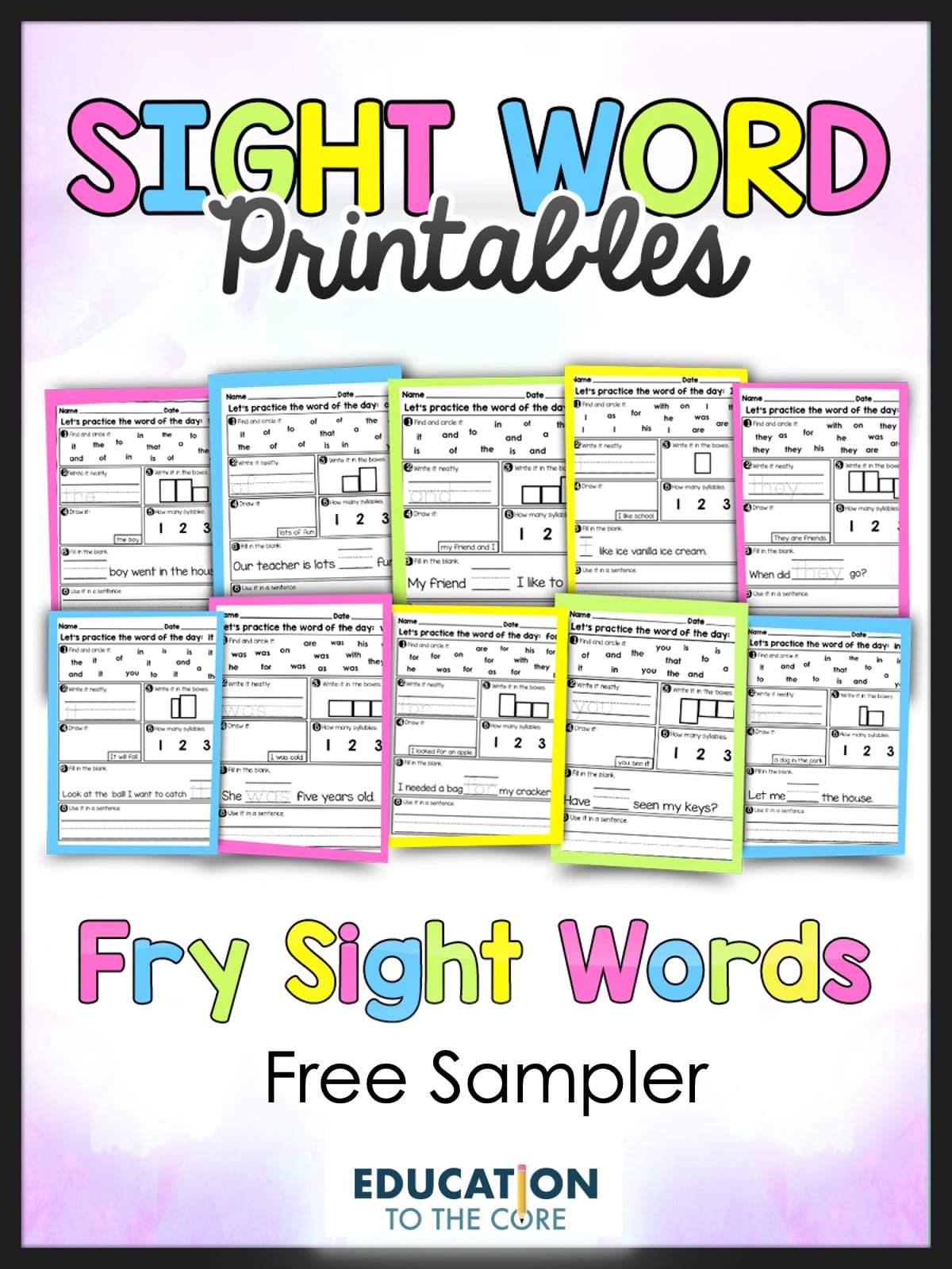 Sight Words Sampler Education to the Core