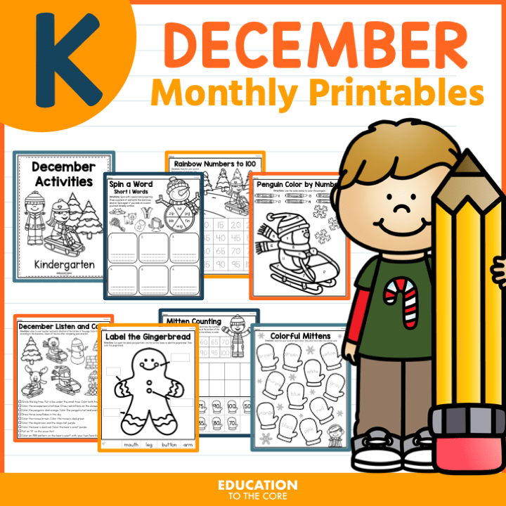 December Packet For Kindergarten | Monthly Activities | December Morning Work | Education To The Core