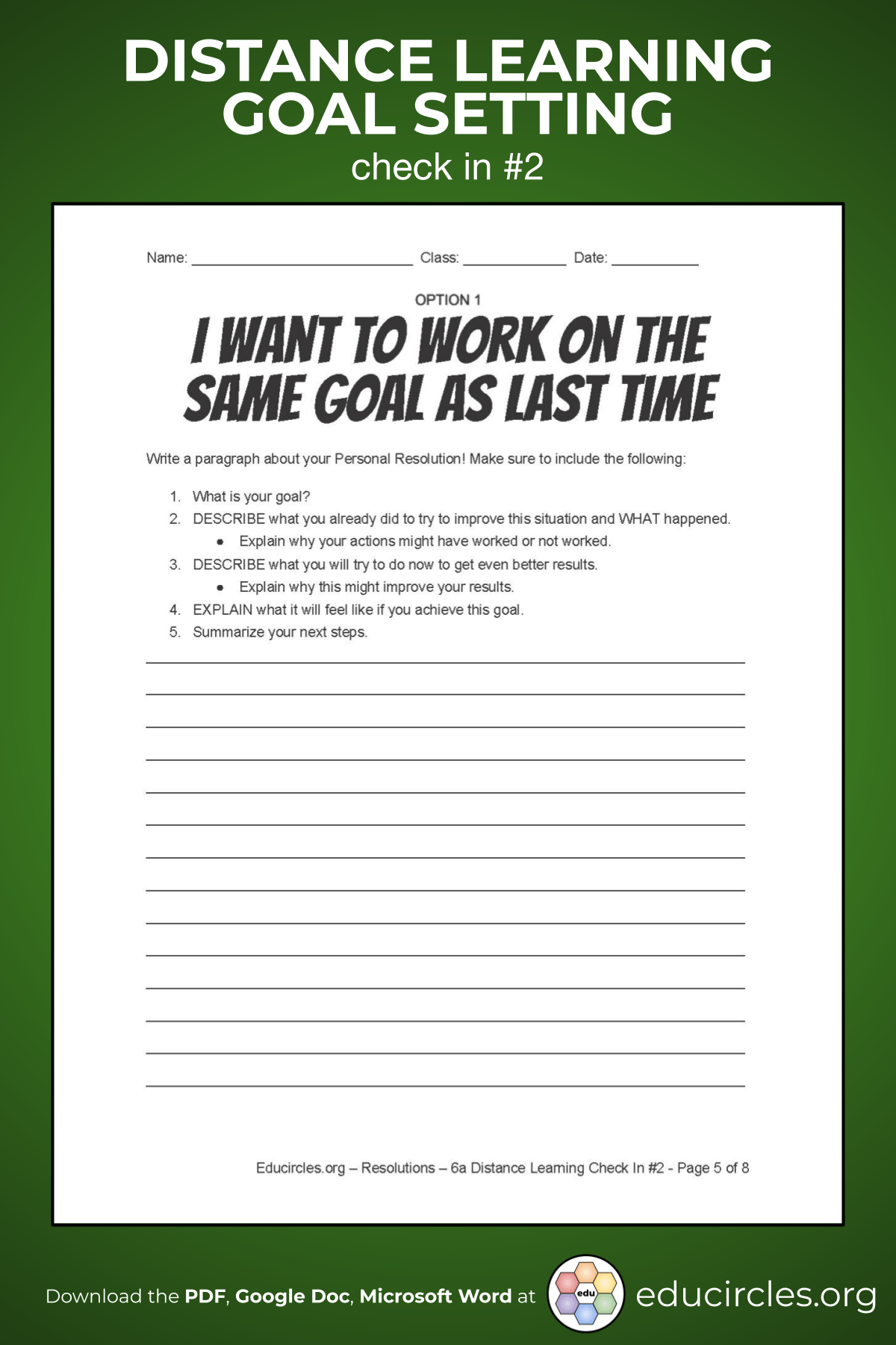 2021 NEW YEAR'S RESOLUTIONS ACTIVITY WORKSHEET / VIDEO