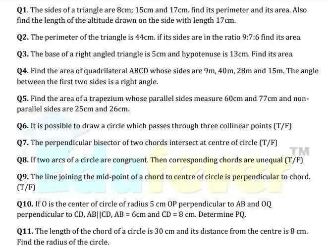 [Updated] CBSE Class 9 Maths Worksheet 202425 Session in PDF