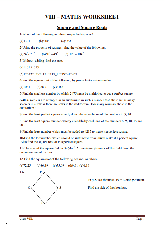 [Updated] CBSE Class 8 Maths Worksheets 202425 Session in PDF