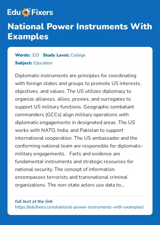 National Power Instruments With Examples