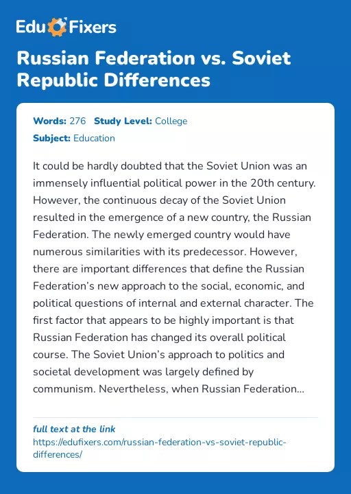 Russian Federation vs. Soviet Republic Differences