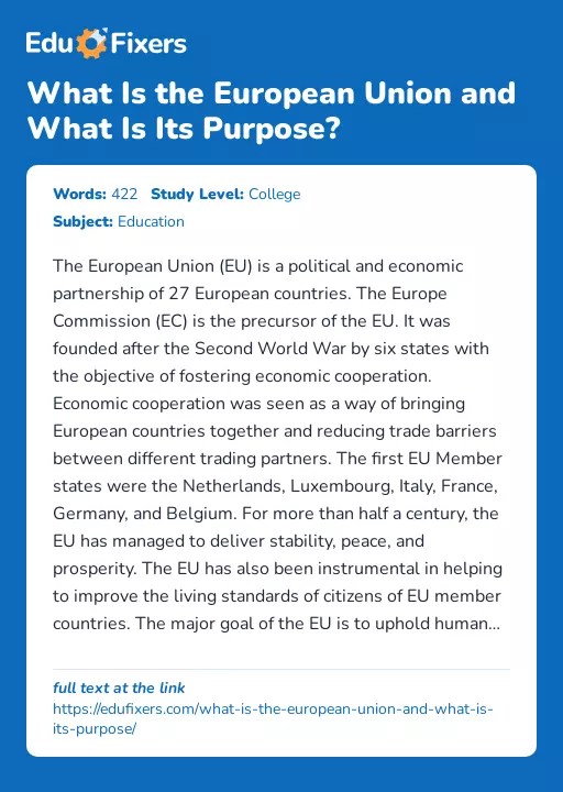 What Is the European Union and What Is Its Purpose?