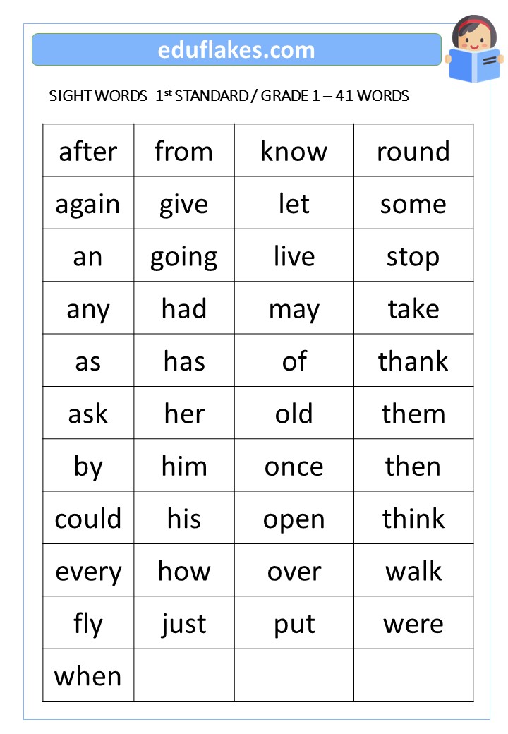 Grade 1 Sight Words Free Pdf Eduflakes