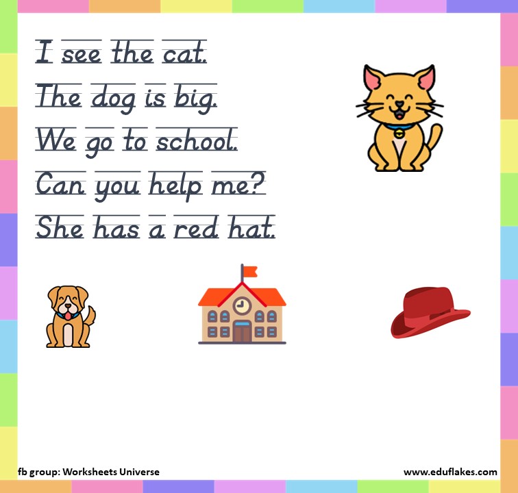 Kindergarten Sight Words Reading - Eduflakes