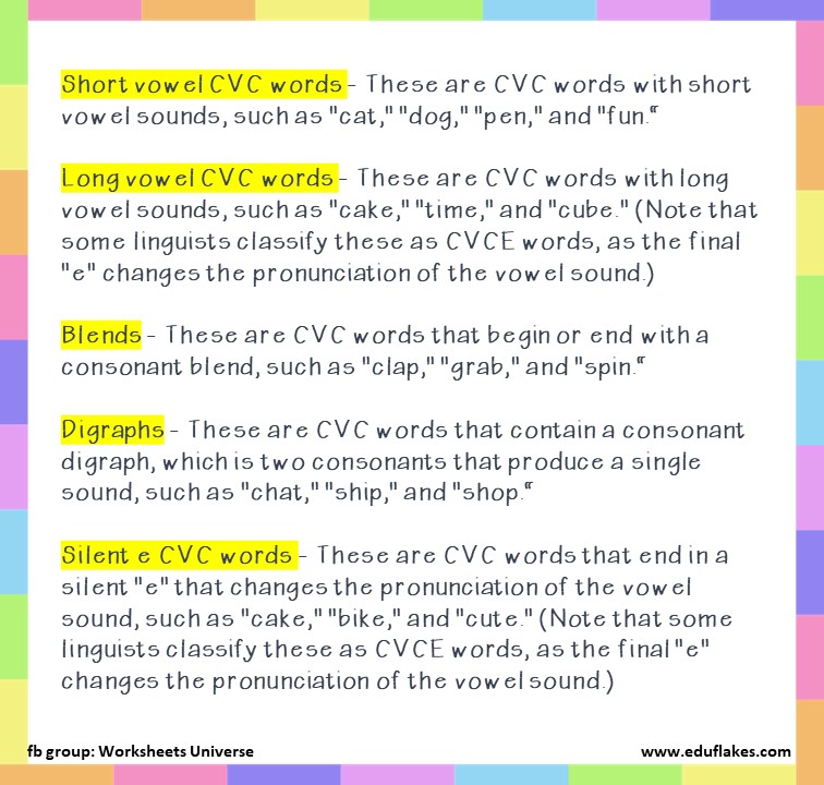 CVC Phonics Worksheets Free PDF - Eduflakes