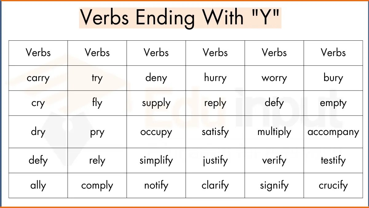 50 Verbs Ending in "Y"