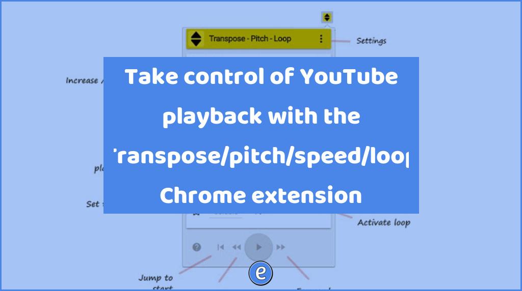 Take control of YouTube playback with the Transpose/pitch/speed/loop