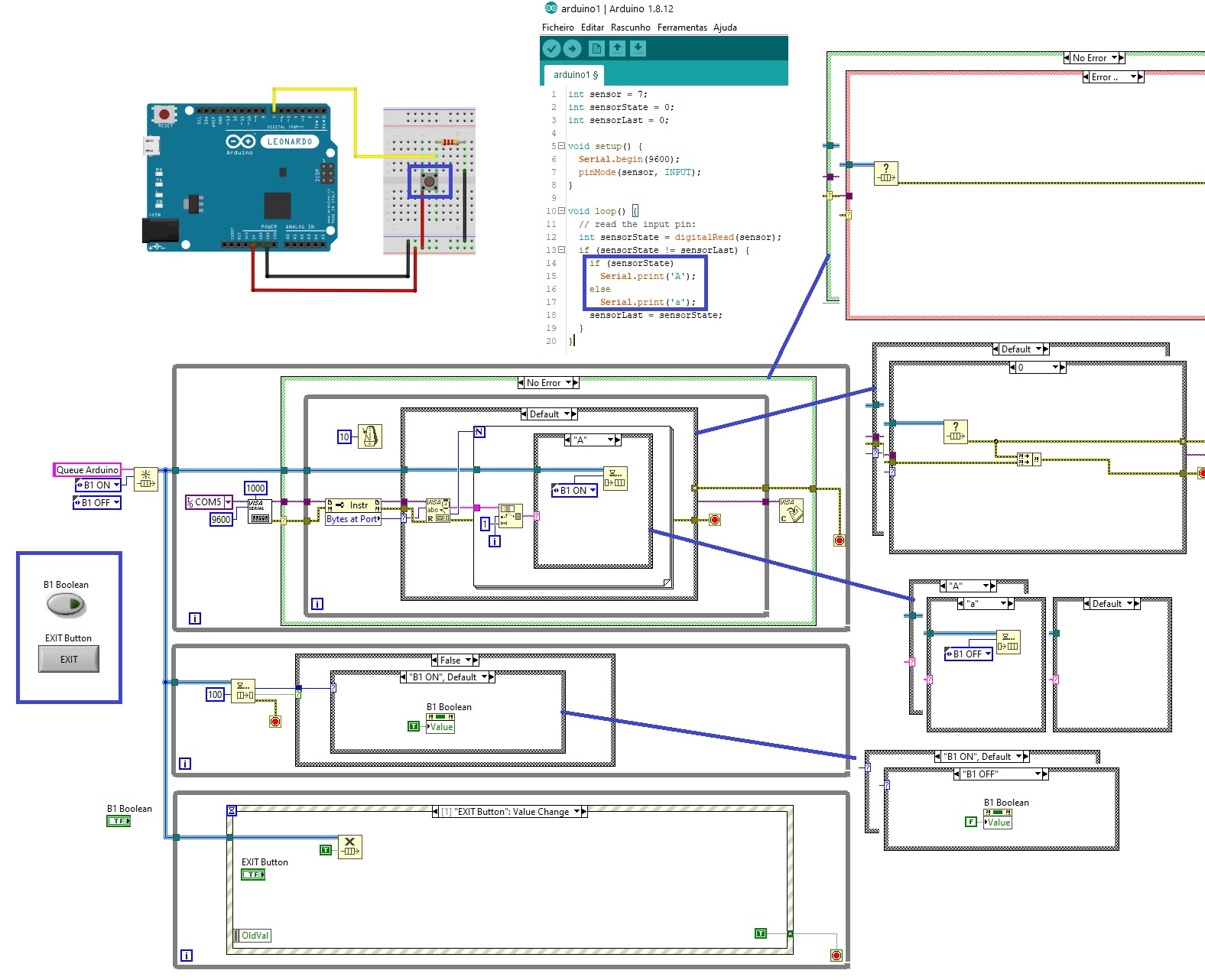 LABVIEW Tip 34 Serial (VISA) Arduino (button) to LabVIEW