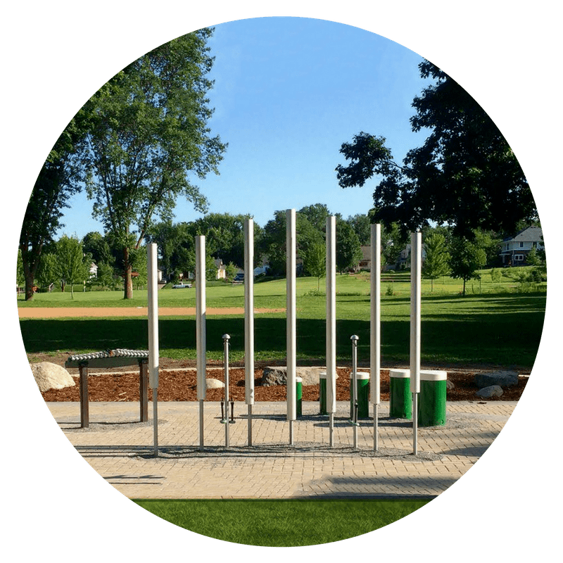Outdoor musical instruments for parks, schools and playgrounds