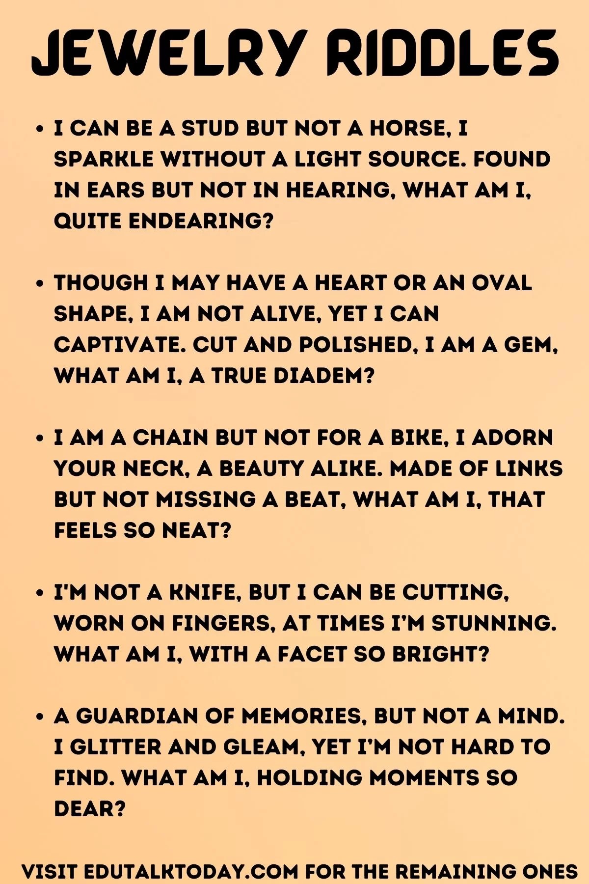 47 Jewelry Riddles EduTalkToday