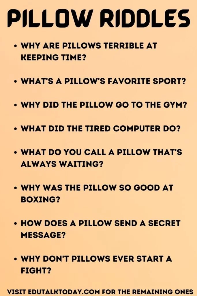 45 Pillow Riddles EduTalkToday