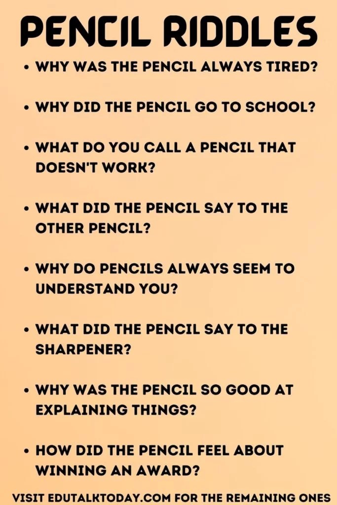 44 Pencil Riddles EduTalkToday